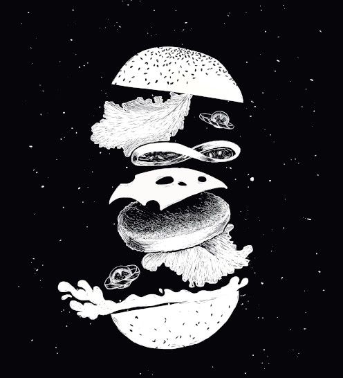 Dessin d'un burger cosmique